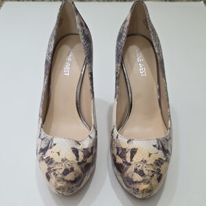 Nine West Multi-Tone Snake Print Heels